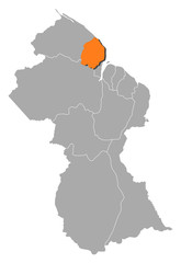 Map - Guyana, Cuyuni-Mazaruni