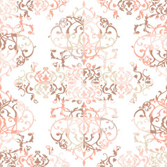Vector abstract seamless patchwork pattern with geometric and floral ornaments, stylized flowers, dots, snowflakes and lace. Vintage arabic style