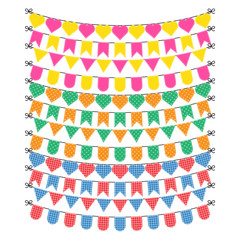 Colorful bunting set isolated on white. Vector illustration