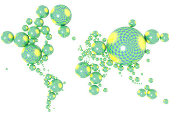 Mappa 3D Terra con forme geometriche e materiali diversi