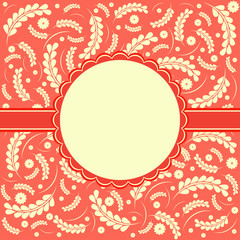 Invvitation card on floral background.