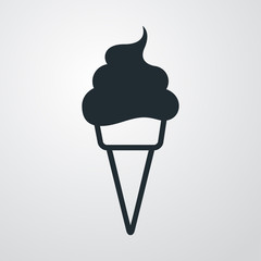 Icono plano cono helado sobre fondo degradado