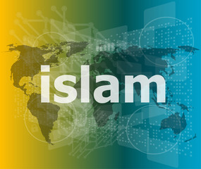 islam, hi-tech background, digital business touch screen vector illustration