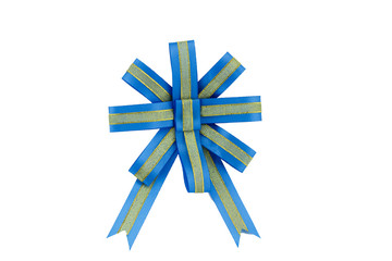 Fototapeta premium Blue with gold ribbon isolated.