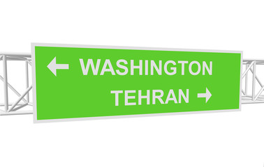three-dimensional illustration of a road sign with directions