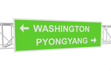 three-dimensional illustration of a road sign with directions