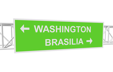 three-dimensional illustration of a road sign with directions