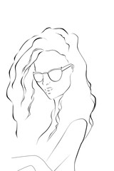 illustrazione di ragazza con occhiali da sole