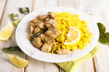 Coconut chicken with turmeric rice