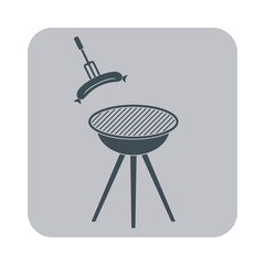 Barbecue sausage icon on white background