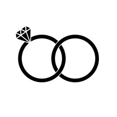 Wedding rings sign icon. Engagement symbol. Flat design. Vector
