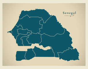 Modern Map - Senegal with regions SN