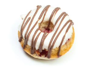 various donuts on white background