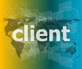 SEO web design concept: client on business digital background vector illustration