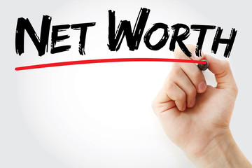Hand writing Net Worth with marker, business concept