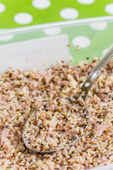 Sesame salad close up macro mixture salad spoon