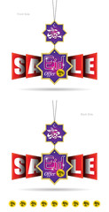 Double Sided Eid Offer Hanging Banner with Islamic Motif, Hanging Eid Sale Bunting, Sale Tag, Vector Illustration