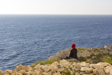 Yoga on a cliff