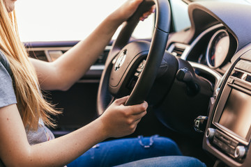 woman driving a car