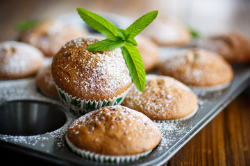 sweet baked muffins with jam inside