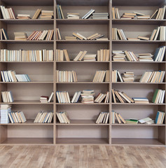 Book shelf with many books