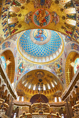 Fototapeta na wymiar Jesus Christ and Apostles in interior of The Naval Orthodox Cathedral of Saint Nicholas