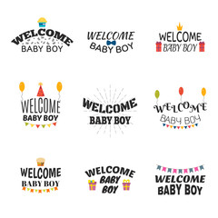 Welcome baby boy. Baby boy arrival postcards. Baby shower card d