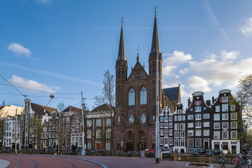 Fototapeta na wymiar View of Amsterdam embankment, Netherlands