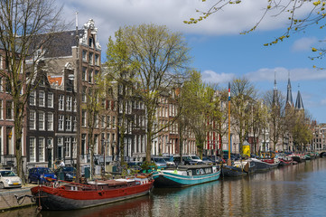 Fototapeta premium View of Amsterdam canal, Netherlands