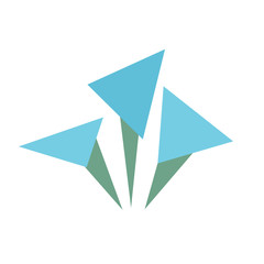 Blue flowers in poligon style