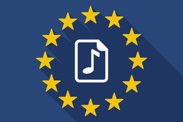 long shadow EU flag with  a music score icon