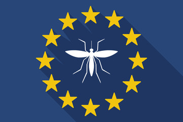 long shadow EU flag with  a mosquito