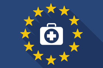 long shadow EU flag with  a first aid kit icon
