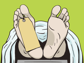 Body in morgue with tag pop art vector