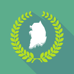 long shadow laurel wreath icon with  the map of South Korea