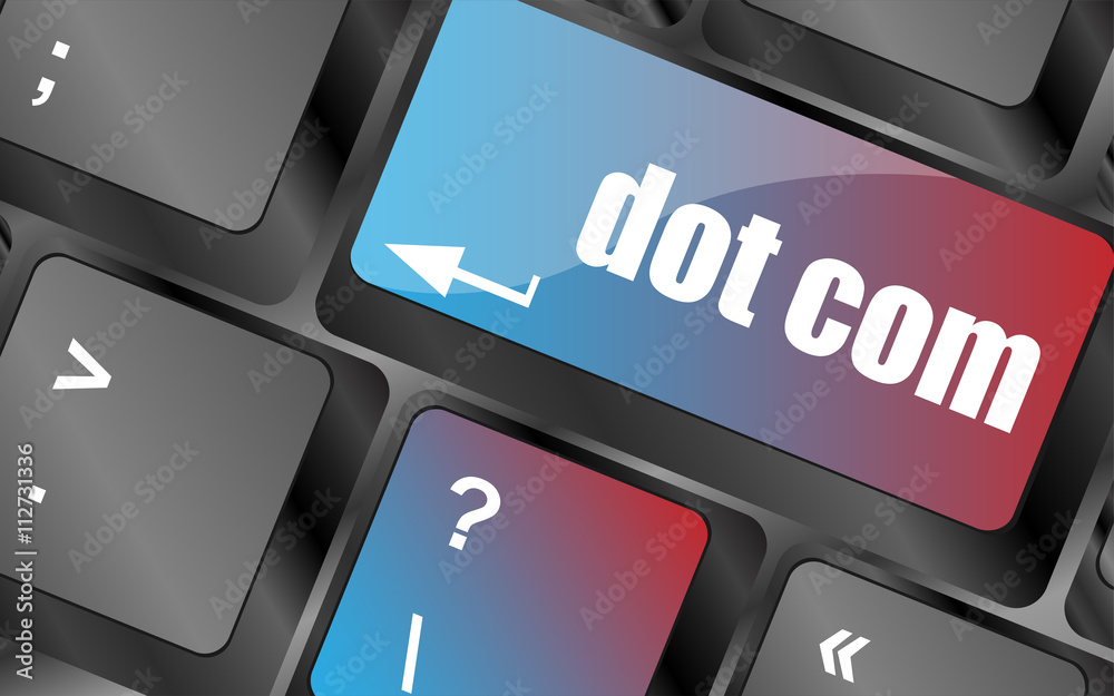 Poster dot com button on computer keyboard key vector . keyboard keys, keyboard button, keyboard icon