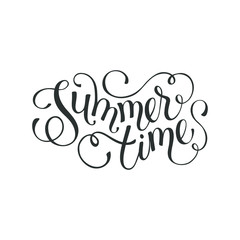 Summer time wording isolated on white  background. Summer lettering concept. Modern calligraphy template for greeting card design. 