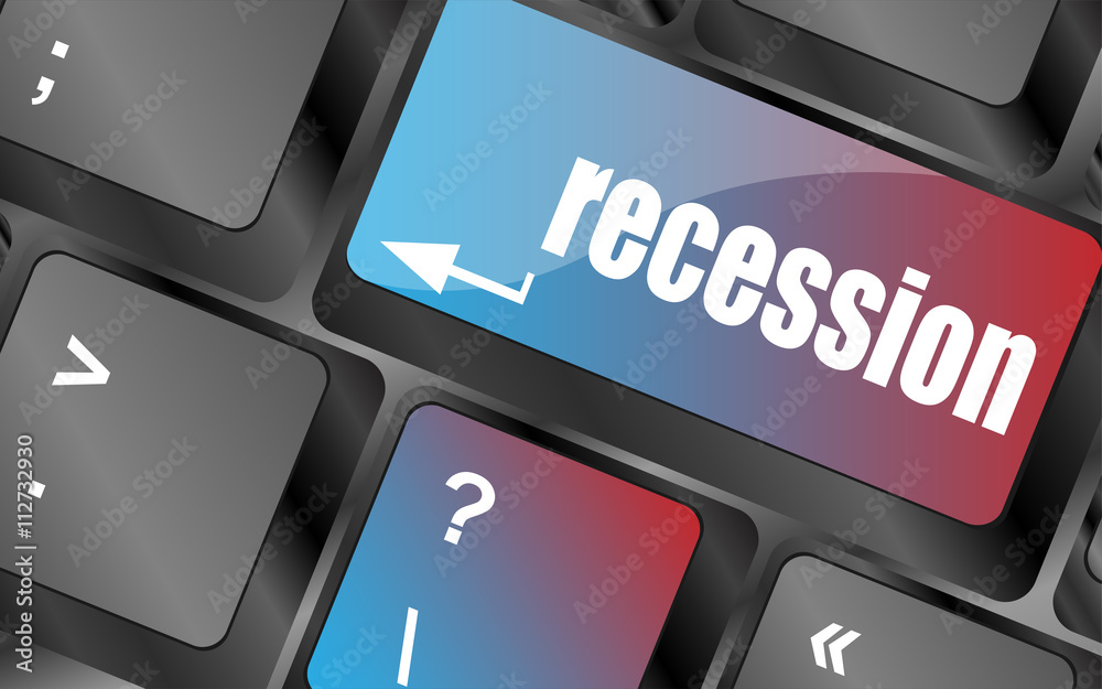 Poster recession button on computer keyboard key vector . keyboard keys, keyboard button, keyboard icon