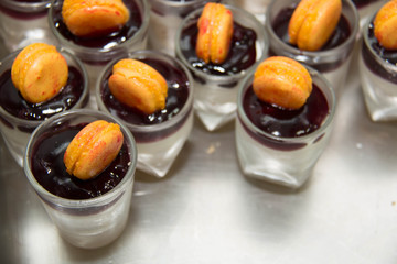  cheese mousse and blueberries filling macaroon on top