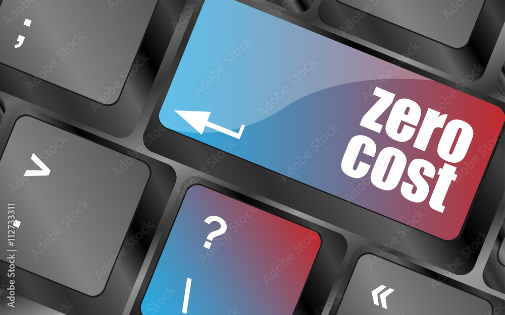 Poster zero cost button on computer keyboard key vector . keyboard keys, keyboard button, keyboard icon