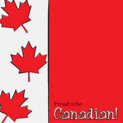 Hand drawn maple leaf Canada Day card in vector format.