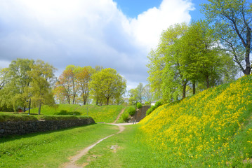 Landscape in park in the fortress of Lappeenranta,