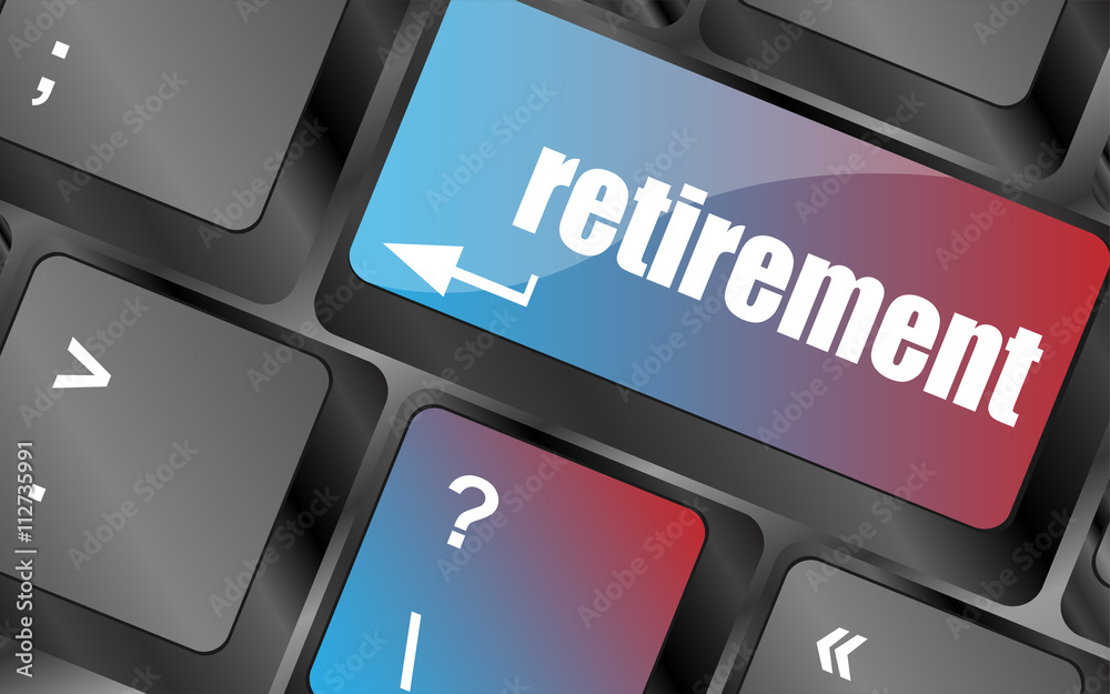 Poster retirement for investment concept with a button on computer keyboard vector . keyboard keys, keyboar
