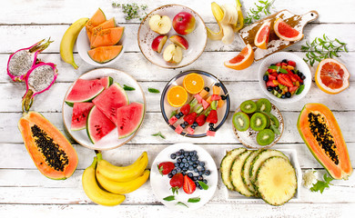 Fresh fruits background. Healthy diet eating.