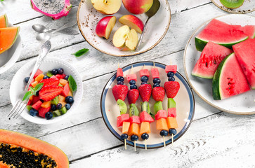 Colorful  fresh fruits background.