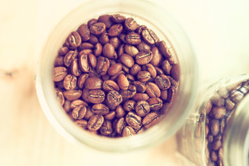 coffee beans in the bottle