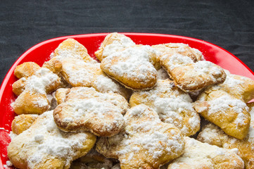 homemade cookies in powdered sugar