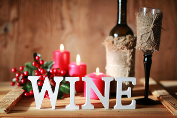 toned wine glass wooden background