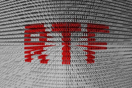 RTF in binary code, 3D illustration