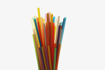 Multi Color flexible straws  on  white background